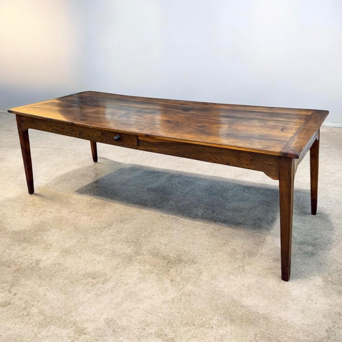 Antieke Franse eettafel in eikenhout 230 cm