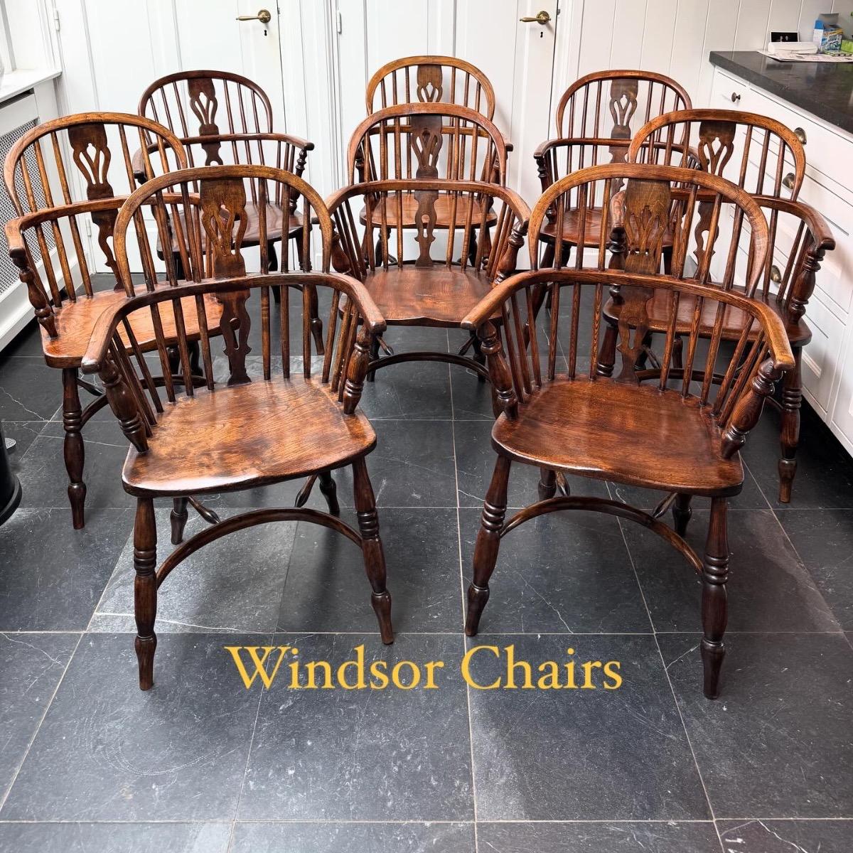 Beautiful set of 8 Windsor lowback armchairs 