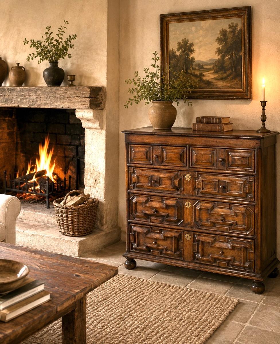 Chest of drawers ca 1680 in oak 
