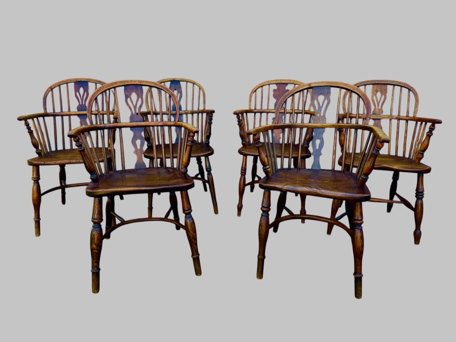 Mixed set of Windsor armchairs ca 1800