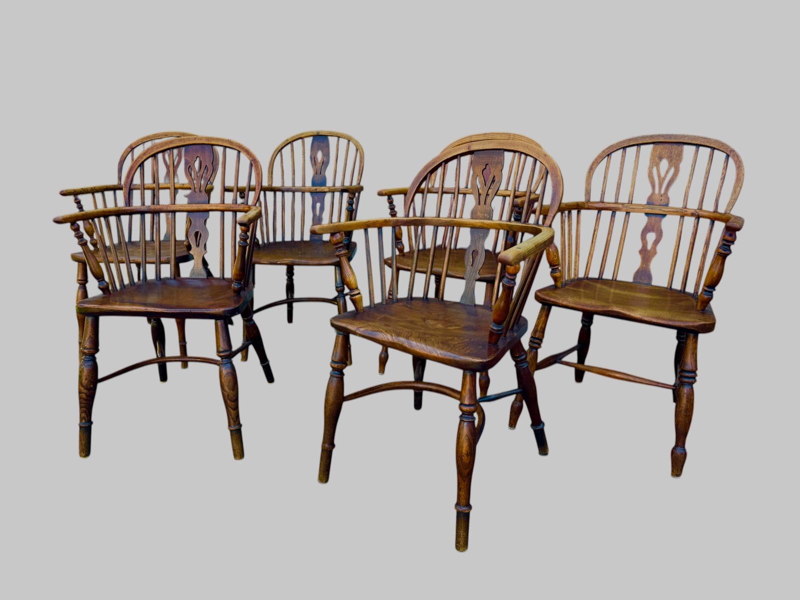 Mixed set of Windsor armchairs ca 1800