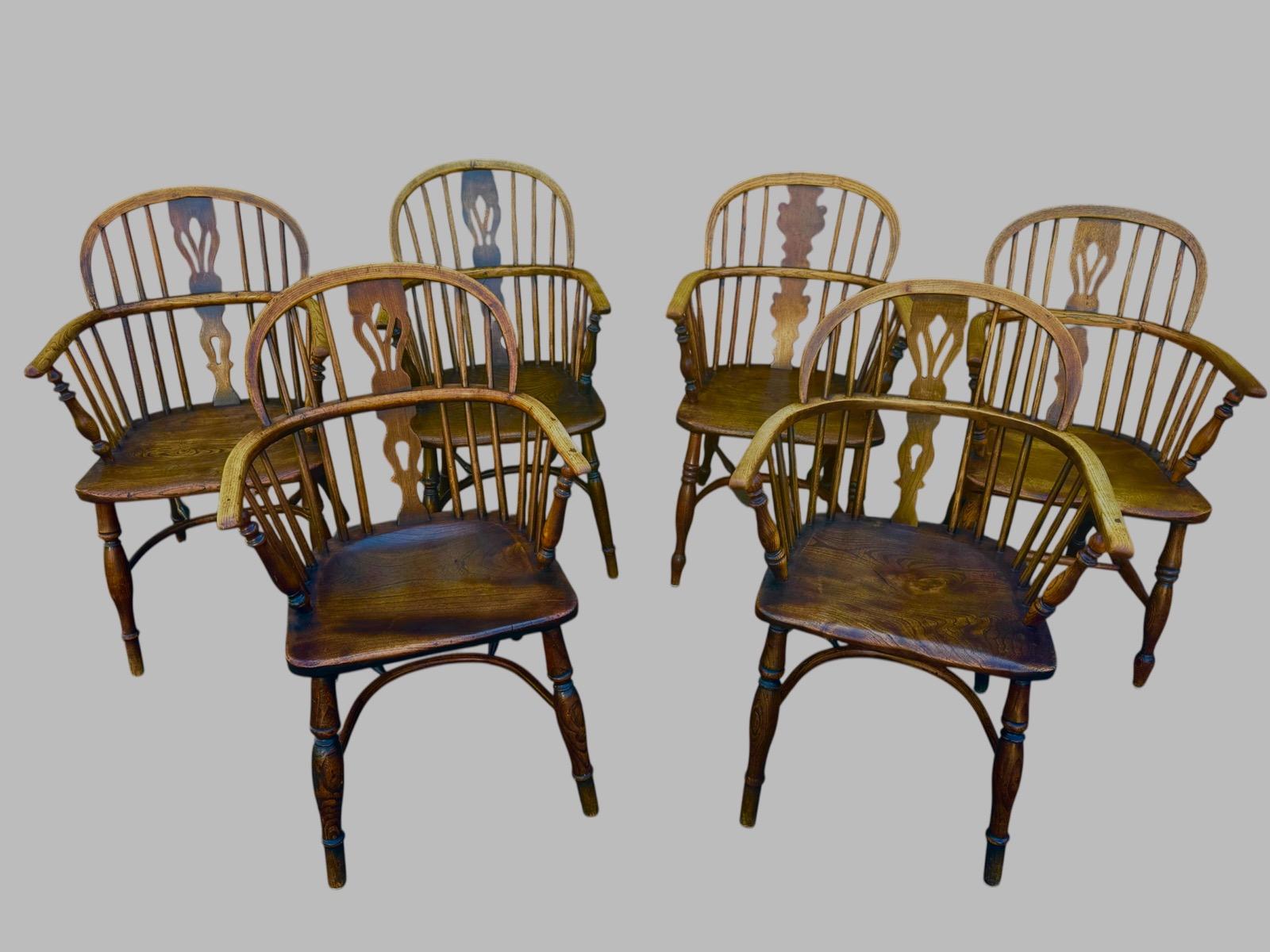 Mixed set of Windsor armchairs ca 1800