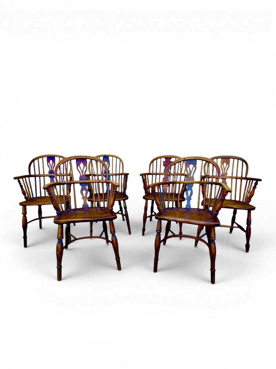 Set is 6 Windsor lowback armchairs ca 1800