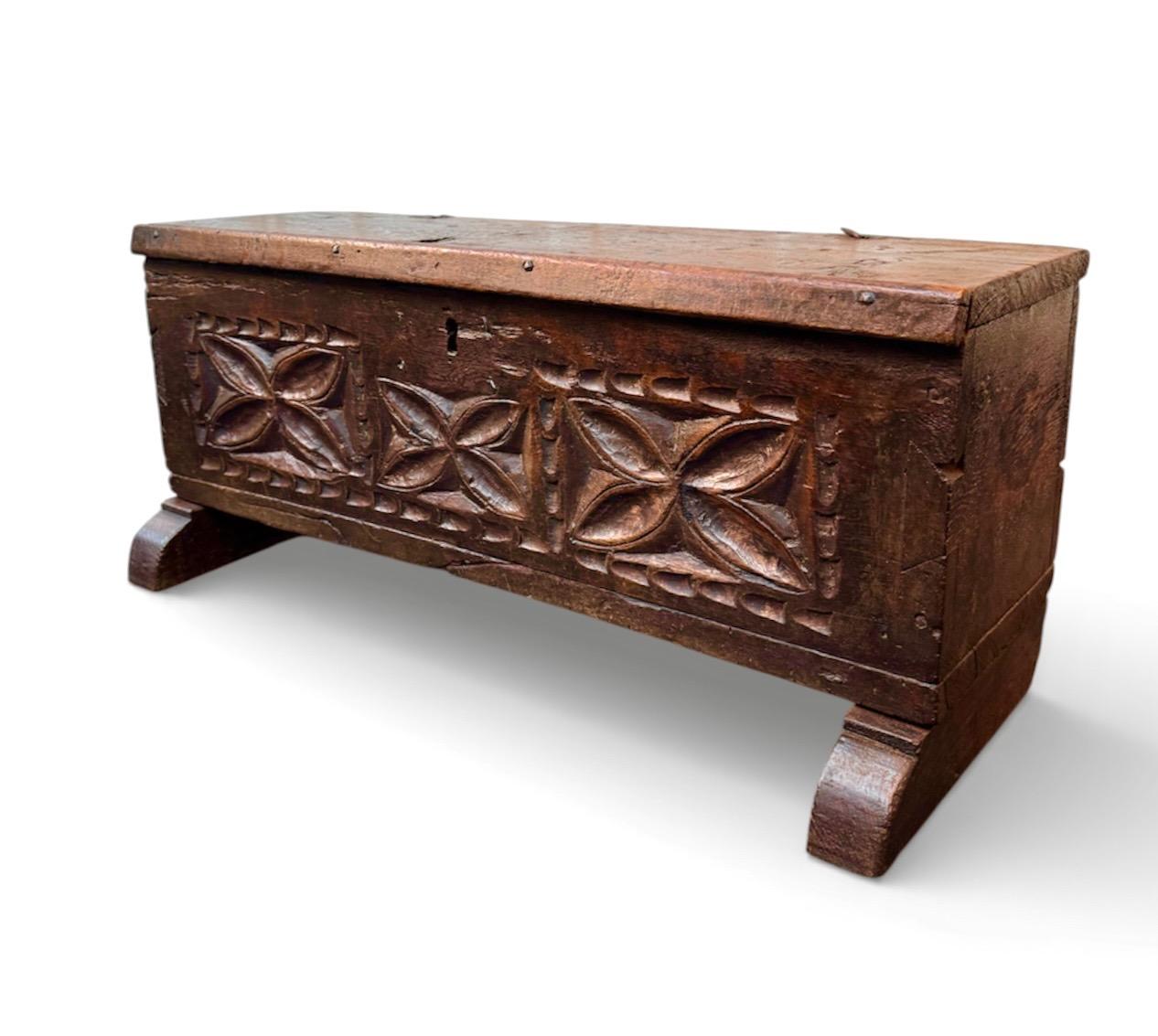 Spanish walnut coffer ca 1600